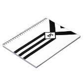Zwarte Stripes en Chevrons met Monogram op wit Notitieboek (Linkerzijde)
