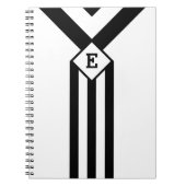 Zwarte Stripes en Chevrons met Monogram op wit Notitieboek (Voorkant)