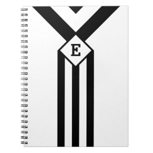 Zwarte Stripes en Chevrons met Monogram op wit Notitieboek