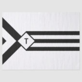 Zwarte Stripes en Chevrons met Monogram op wit Tissuepapier (Voorkant)