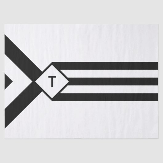 Zwarte Stripes en Chevrons met Monogram op wit Tissuepapier (Voorkant)