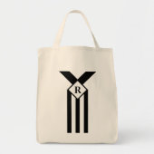 Zwarte Stripes en Chevrons met Monogram op wit Tote Bag (Voorkant)