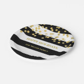 Zwarte Stripes Gold Confetti kerstBorden Papieren Bordje (Gekanteld)