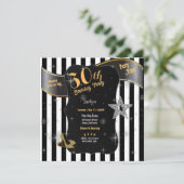 Zwarte Stripes Gold Stiletto's op 30e verjaardag Kaart (Staand voorkant)