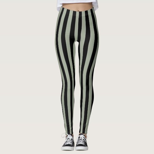 Zwarte Stripes Leggings (Voorkant)