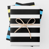 Zwarte Stripes patroon aangepaste achtergronden Inpakpapier Vel (In situ)