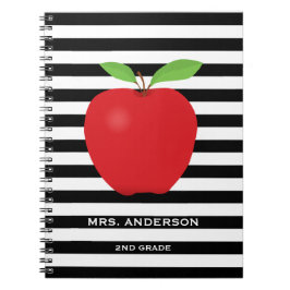 Zwarte Stripes, rode Apple, speciaal leraar Notitieboek