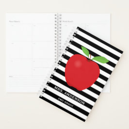 Zwarte Stripes, rode Apple, speciaal leraar Planner