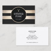 Zwarte Stripesschaar met gouden haartoppen Visitekaartje (Voorkant / Achterkant)