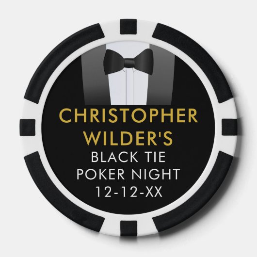 Zwarte Stropdas Bachelor Party Foto Poker Chips (Voorkant)