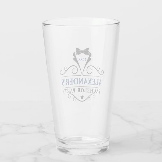 Zwarte Stropdas Blauw van de Partij van de Bachelo Glas (Achterkant)