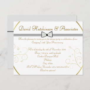 ZWARTE STROPDAS CORPORATE DINER RECEPTION INVITATI KAART