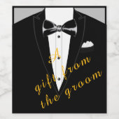 Zwarte stropdas en smoking geschenkwijnlabel wijn etiket (Enkel label)