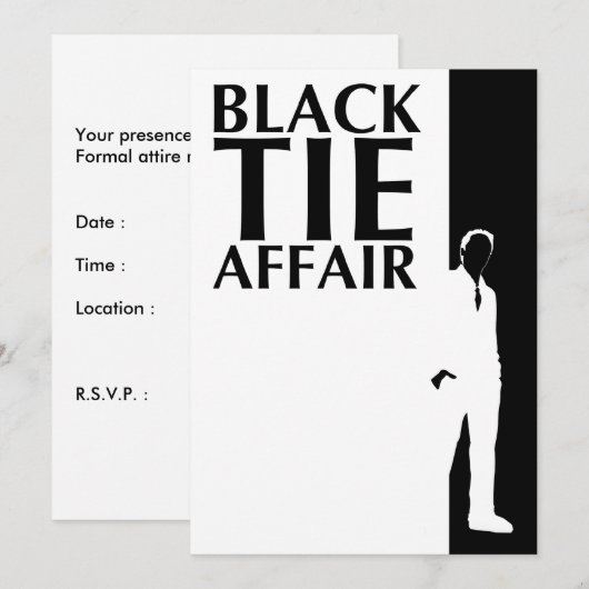 zwarte stropdas : ernstig silhouet kaart (Voorkant / Achterkant)