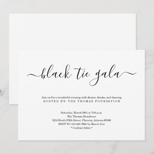 Zwarte Stropdas Gala Kaart (Voorkant / Achterkant)