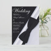 zwarte stropdas huwelijksuitnodiging kaart (Staand voorkant)