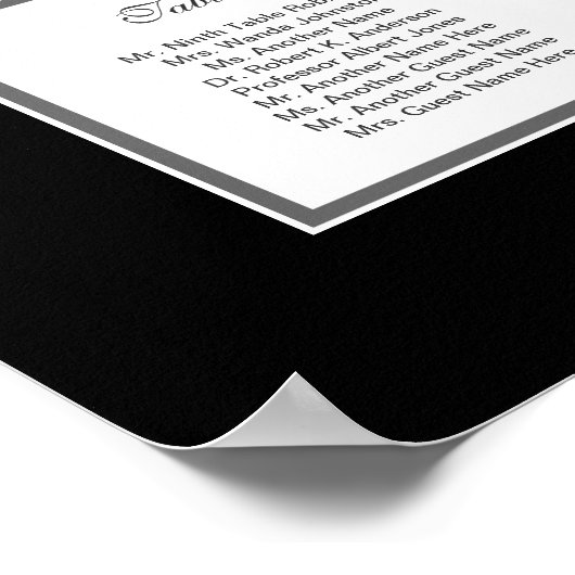 Zwarte Stropdas legant party 12 Tabel Zitkaart Poster (Hoek)