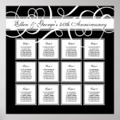 Zwarte Stropdas legant party 12 Tabel Zitkaart Poster (Voorkant)