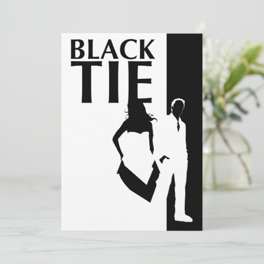 zwarte stropdas : man- en damessilhouettes kaart (Staand voorkant)