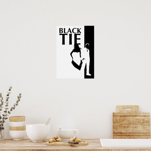 zwarte stropdas : man en vrouw silhouette poster (Keuken)