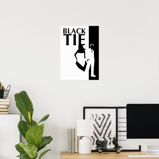 zwarte stropdas : man en vrouw silhouette poster (Thuiskantoor)