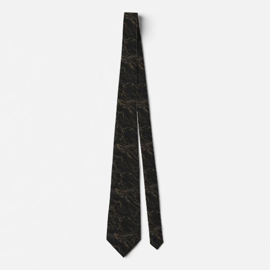 Zwarte stropdas met elegante gouden abstracte patr (Voorkant)