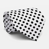 Zwarte stropdas met witte mini polka stippen (Opgerold)