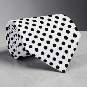 Zwarte stropdas met witte mini polka stippen