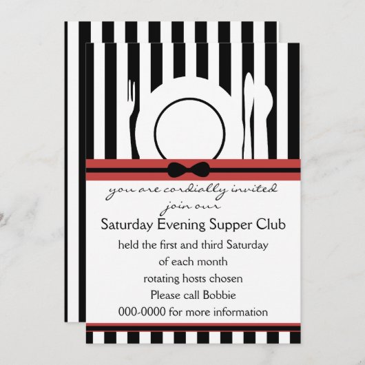 Zwarte Stropdas Supper Club Kaart (Voorkant / Achterkant)