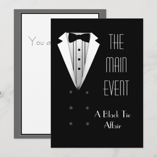 Zwarte Stropdas Tuxedo Kaart (Voorkant / Achterkant)
