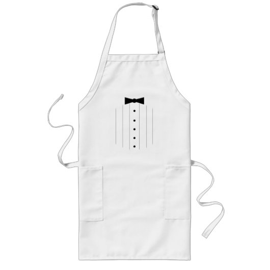 Zwarte Stropdas Tuxedo Lang Schort (Voorkant)