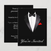 Zwarte stropdas-uitnodiging kaart (Voorkant / Achterkant)