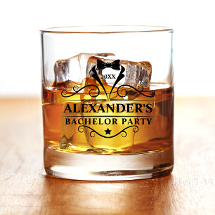 Zwarte Stropdas van Bachelor Party Whisky Glas