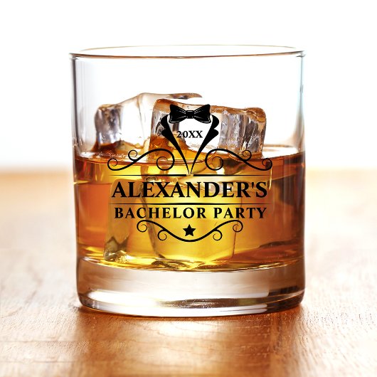 Zwarte Stropdas van Bachelor Party Whisky Glas