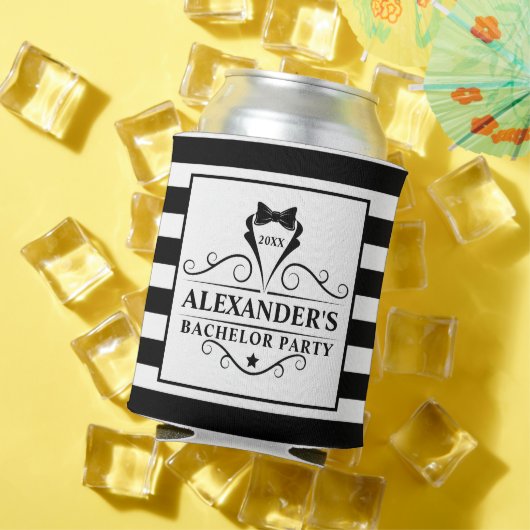 Zwarte Stropdas van de Bachelor Party gestreept Blikjeskoeler (Insitu Zomer)