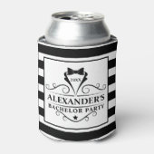 Zwarte Stropdas van de Bachelor Party gestreept Blikjeskoeler (Blikje Voorkant)