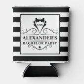 Zwarte Stropdas van de Bachelor Party gestreept Blikjeskoeler (Voorkant)