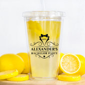 Zwarte Stropdas voor bachelor-partij - Tekstkleur  Acryl Drinkbeker