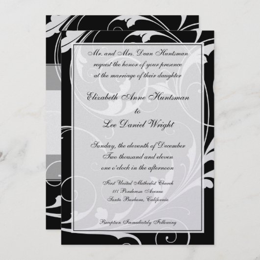 Zwarte Stropdas Wedding-uitnodigingen Kaart (Voorkant / Achterkant)