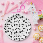 Zwarte stropdassen papieren bordje (Feest)