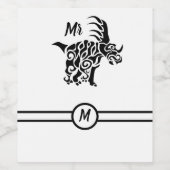 Zwarte Styracosaurus met Tribal War Paint Wijn Etiket (Enkel label)