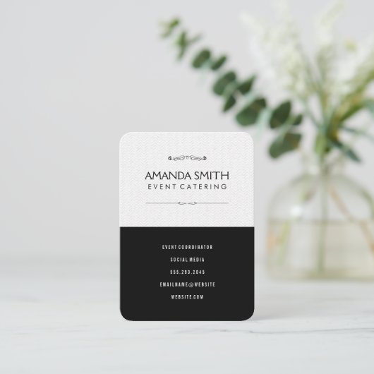 Zwarte subtiele golfpatroon in stijl visitekaartje (Staand voorkant)