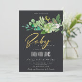ZWARTE SUCCULENT FOLIAGE WATERVERF BABY SHOWER KAART (Staand voorkant)