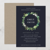 ZWARTE SUCCULENT WREATH FAUNA BRUNCH BUBBLY INVITE BEDANKKAART (Voorkant / Achterkant)