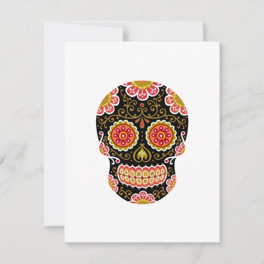 Zwarte Sugar Skull Wit 4.25" x 5.5" uitnodiging (Voorkant)