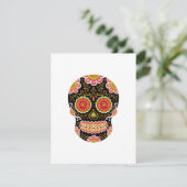 Zwarte Sugar Skull Wit 4.25" x 5.5" uitnodiging (Staand voorkant)