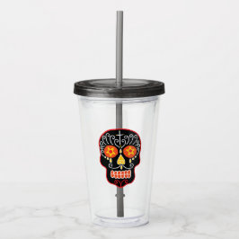 Zwarte Suiker Schedel Acryl Drinkbeker