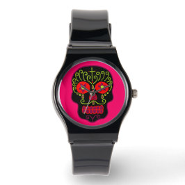 Zwarte Suiker Schedel Horloge