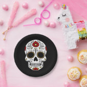 Zwarte Suiker Schedel Papieren Borden Dag van de D Papieren Bordje (Feest)