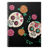 Zwarte suiker schedels en bloemen voor de Dag van  Notitieboek (Voorkant)
